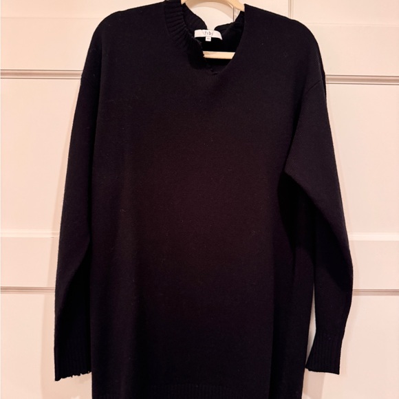 Tibi Midnight Knit Soft Lambswool Cutout Neckband Mini Dress - Picture 4 of 7